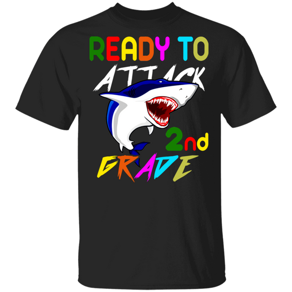 Ready To Attack 2nd Grade Cool Shark First Day Of School Kids Student Gifts T-Shirt - Macnystore