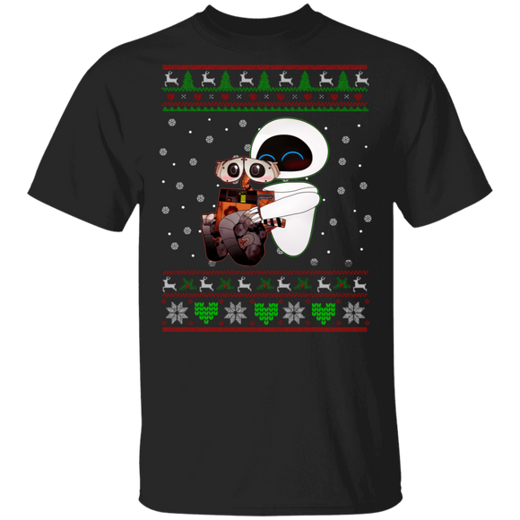 Christmas Movie Lover Shirt Wall-E Eve Lights Wrap Ugly Christmas Movie Lover Gifts Christmas T-Shirt - Macnystore