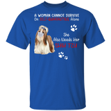 A Woman Cannot Survive On Self-Social Distancing Alone She Also Needs Her Shih Tzu Funny Shih Tzu Shirt Shih Tzu Lover Fans Gifts T-Shirt - Macnystore