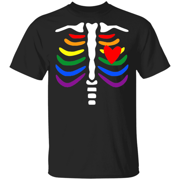 Dare To Be Yourself Pride LGBT Ribs Bones Heart Proud LGBT Gay Lesbian Gifts T-Shirt - Macnystore