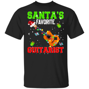 Christmas Santa Shirt Santa's Favorite Guitarist Funny Christmas Santa Guitarist Guitar Lover Gifts T-Shirt - Macnystore