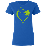 Dabbing Shamrock Sloth Heart St Patrick's Day Irish Gifts Ladies T-Shirt - Macnystore