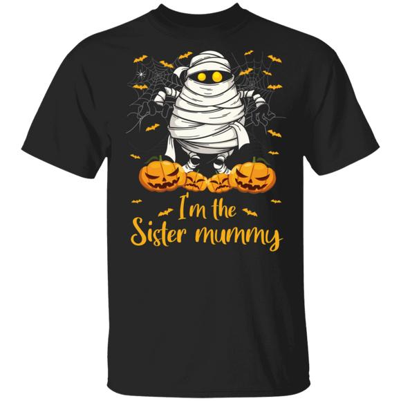 Grandma Halloween Costume sister Mummy Pumpkin Bat T-Shirt - Macnystore