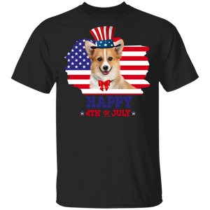Happy 4th Of July Cute American Flag Corgi Shirt Matching Corgi Dog Lover Owner Fans United States Independence Day Gifts T-Shirt - Macnystore