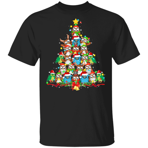 Christmas Tree Shirt Owl Christmas Tree Cute X-mas Tree Owl Lover Gifts Christmas T-Shirt - Macnystore