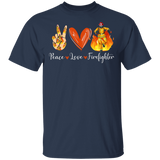 Cute Peace Love Firefighter Shirt Matching Firefighter Fireman Fire Captian Fire Captain Gifts T-Shirt - Macnystore