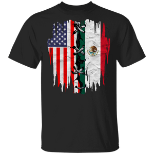 American Flag And Mexican Flag Matching Mexican Americans Mexican Descent Gifts T-Shirt - Macnystore