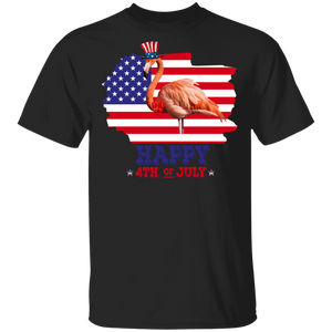 Happy 4th Of July Cute American Flag Flamingo Shirt Matching Flamingo Lover Fans United States Independence Day Gifts T-Shirt - Macnystore