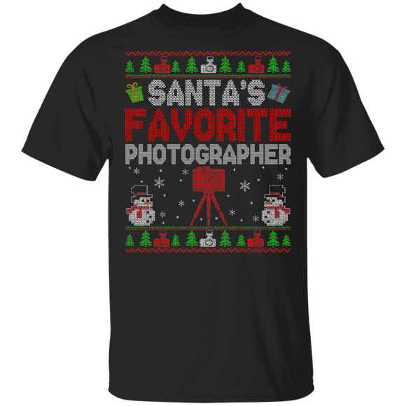 Christmas Santa Shirt Santa's Favorite Photographer Ugly Funny Christmas Sweater Santa Photographer Lover Gifts T-Shirt - Macnystore