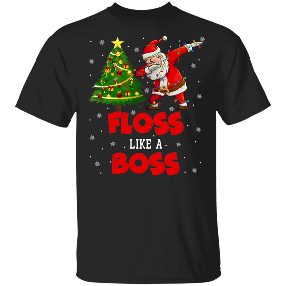 Christmas Santa Shirt Santa Floss Like A Boss Funny Christmas Light Santa Flossing Lover Gifts T-Shirt - Macnystore