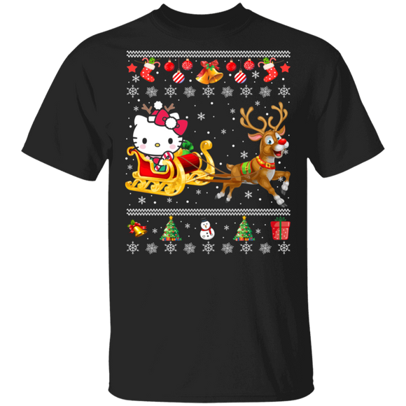 Christmas Kitty Lover Shirt Kitten Kitty Ugly Christmas Funny Sweater Kitty Cat Reindeer Lover Gifts Christmas T-Shirt - Macnystore