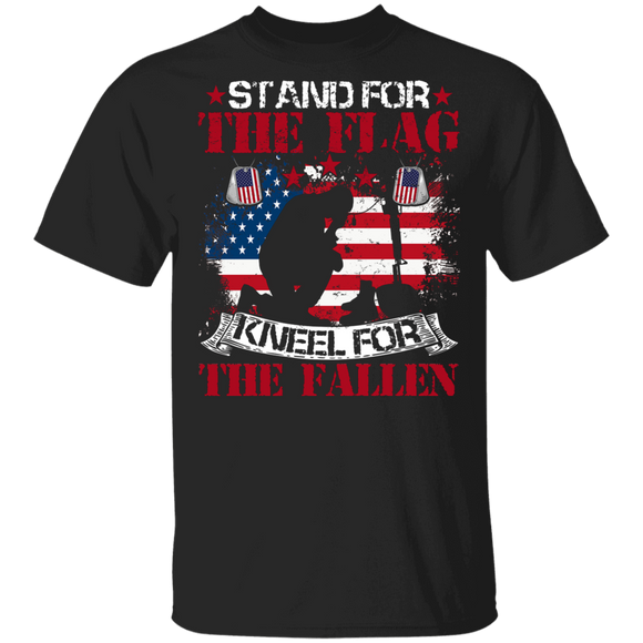 American Flag Veteran Shirt Stand For The Flag Kneel For The Fallen Proud American Flag Veteran Lover Gifts T-Shirt - Macnystore