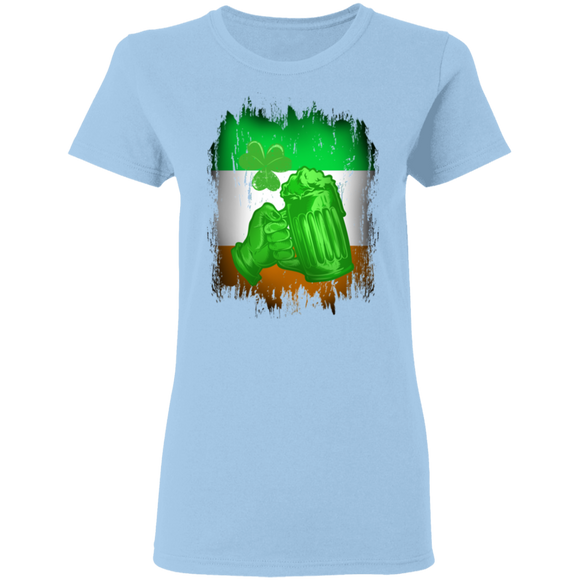 Green Beer Ireland Flag Drunker St Patrick's Day Irish Gift Ladies T-Shirt - Macnystore