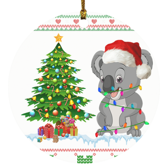 Christmas Ornament Christmas Koala Santa Koala Bear SUBORNC Circle Ornament - Macnystore