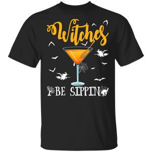 Halloween Witch Shirt Witches Be Sippin Funny Halloween Witch Drinking Tequila Liquor Lover Gifts Halloween T-Shirt - Macnystore