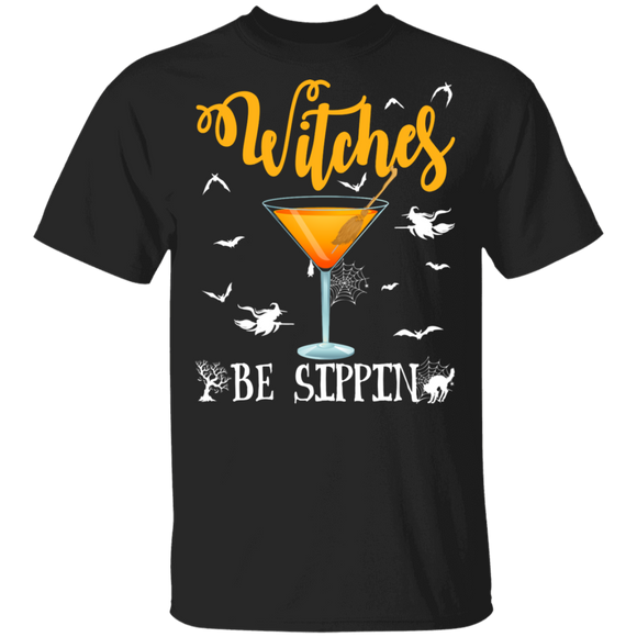 Halloween Witch Shirt Witches Be Sippin Funny Halloween Witch Drinking Tequila Liquor Lover Gifts Halloween T-Shirt - Macnystore