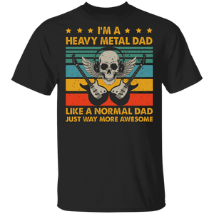 Vintage Retro I'm A Heavy Metal Dad Cool Skull Guitar Guitarist Father Day Gifts T-Shirt - Macnystore