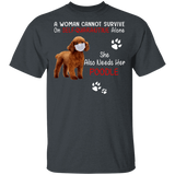 A Woman Cannot Survive On Self-Social Distancing Alone She Also Needs Her Poodle Funny Poodle Shirt Poodle Lover Fans Gifts T-Shirt - Macnystore