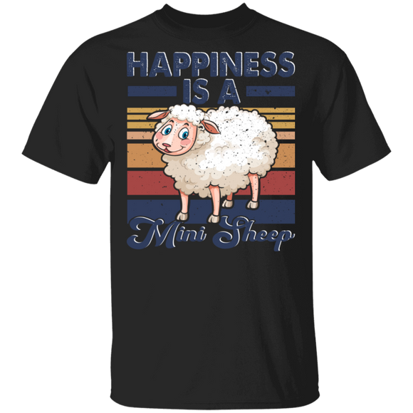 Vintage Retro Miniature Sheep Happiness is A Mini Sheep Pet Sheep Lovers T-Shirt - Macnystore