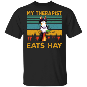 Horse Lover Shirt Vintage Retro My Therapist Eats Hay Funny Horse Lover Gifts T-Shirt - Macnystore