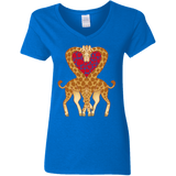 Cute Giraffe Heart Valentine Couple Gifts Ladies V-Neck T-Shirt - Macnystore