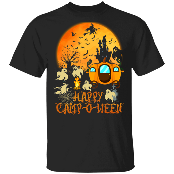 Halloween Shirt Happy Camp-O-Ween Funny Halloween Ghost Camping Lover Gifts Halloween T-Shirt - Macnystore
