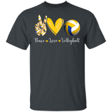 Peace Love Volleyball Cute Victory Hand Emoji Heart Volleyball Shirt Matching Volleyball Player Lover Gifts T-Shirt - Macnystore
