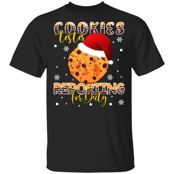 Christmas Santa Cookies Funny Cookie Tester Reporting For Duty X-mas Cookie Lover Gifts T-Shirt - Macnystore