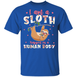I Am A Sloth Trapped In Human Body Cute Floral Sloth Eating Pizza Shirt Matching Sloth Lover Girl Women Gifts T-Shirt - Macnystore