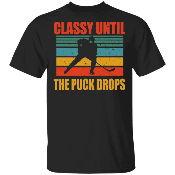 Vintage Retro Classy Until The Puck Drops Cool Skier Shirt Matching Ski Lover Fans Skier Gifts T-Shirt - Macnystore