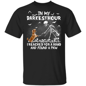 Halloween Dog Shirt In My Darkest Hour I Reached For A Hand And Found A Paw Funny Halloween Skeleton Dog Lover Gifts Halloween T-Shirt - Macnystore
