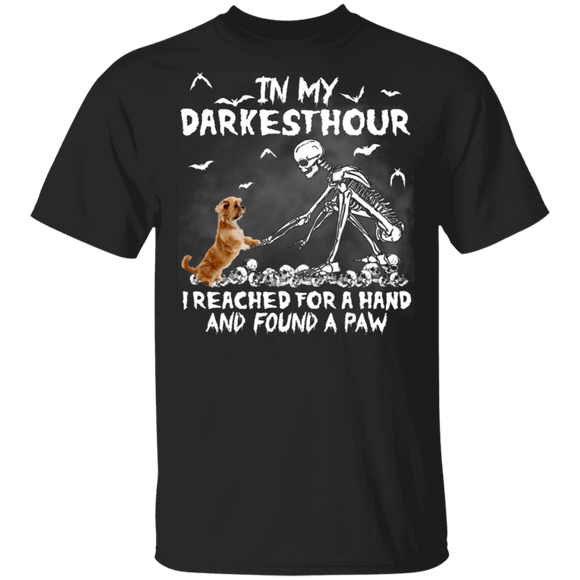 Halloween Dog Shirt In My Darkest Hour I Reached For A Hand And Found A Paw Funny Halloween Skeleton Dog Lover Gifts Halloween T-Shirt - Macnystore