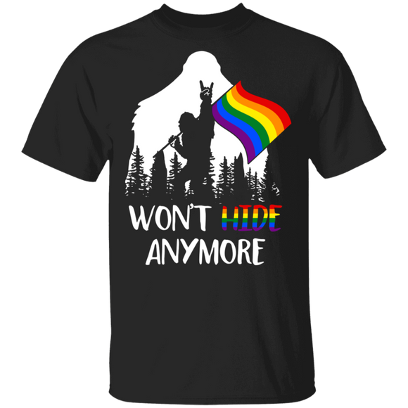 Won't Hide Anymore Cool LGBT Bigfoot Pride LGBT Gay Lesbian Gifts T-Shirt - Macnystore