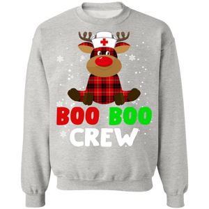 Reindeer Buffalo Plaid Boo Boo Crew Nurse Unisex T-Shirt Sweatshirt  8 oz. - Macnystore