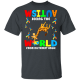 Autism Seeing The World From Different Angel Cute Giraffe Awesome Autism Awareness Autistic Children Autism Patient Kids Women Men Gifts T-Shirt - Macnystore