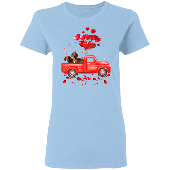 Dachshund Riding Truck Dachshund Dog Pet Lover Matching Shirts For Couples Boys Girl Women Personalized Valentine Gifts Ladies T-Shirt - Macnystore
