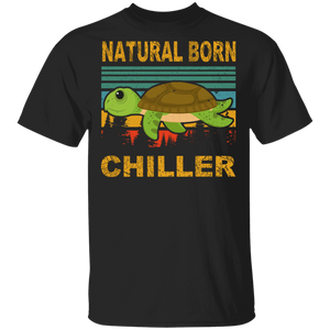 Vintage Retro Natural Born Chiller Cool Turtle Shirt Matching Turtle Lover Fans Gifts T-Shirt - Macnystore