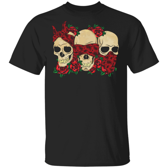 Halloween Skull Shirt No See No Hear No Speak Cool Skull Rose Halloween  Gifts Halloween T-Shirt - Macnystore