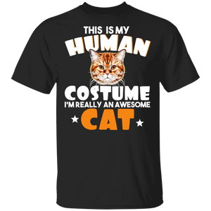 Cute This Is My Human Costume I'm Really An Awesome cat T-Shirt - Macnystore