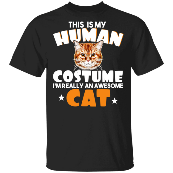Cute This Is My Human Costume I'm Really An Awesome cat T-Shirt - Macnystore
