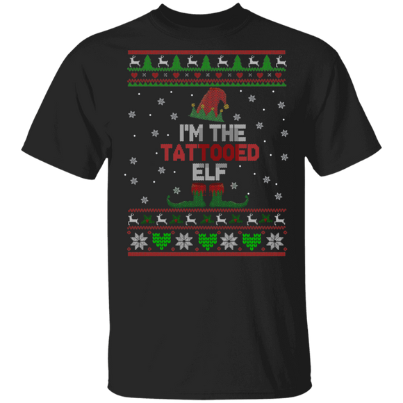 Christmas Tattoo Lover I'm The Tattooed Elf Christmas Gift X-mas Elf Sweater T-Shirt - Macnystore