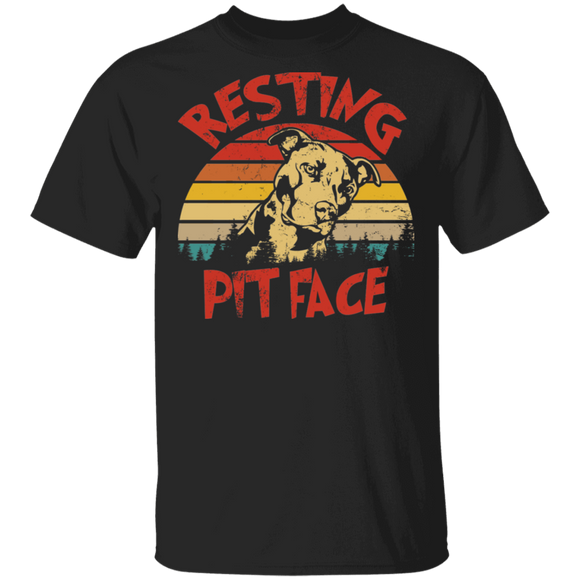 Vintage Retro Resting Pit Face Cute Pit Bull Dog Lover Rescue Dog Pet Gifts T-Shirt - Macnystore