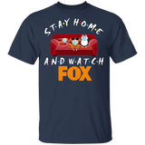 Stay Home And Watch FOX Funny Shrimp Turkey Penguin Sit On Sofa Shirt Matching FOX TV Show Lover Fans Gifts T-Shirt - Macnystore