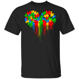 Colorful Puzzle Pieces Heart Cute Autism Shirt Matching Autistic Children Autism Patient Supporter Autism Awareness Gifts T-Shirt - Macnystore