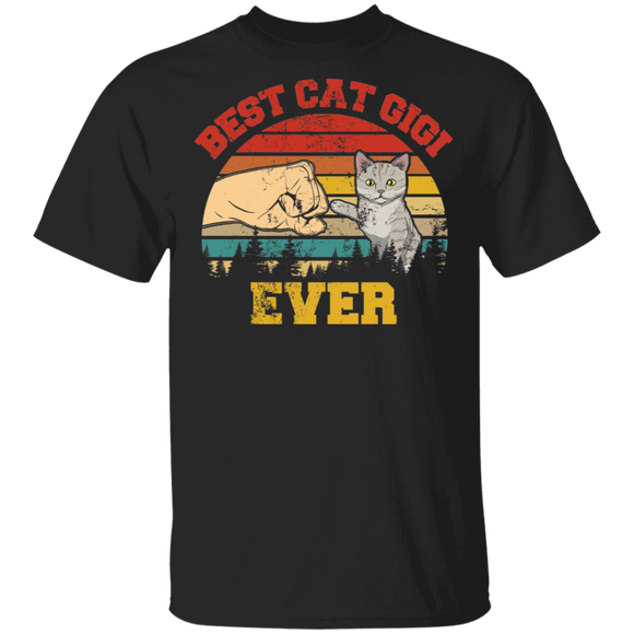 Vintage Retro Best Cat Gigi Ever Cat Lover Owner Fans Matching Shirt For Family Funny Women Nana Grandma Gifts T-Shirt - Macnystore