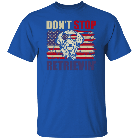 4th Of July Dog Shirt Vintage Don't Stop Retrievin' Funny US Flag Golden Retriever Dog Patriotic T-Shirt - Macnystore