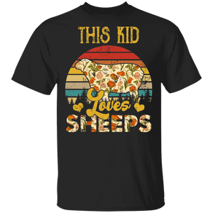 Vintage Retro This Kid Loves Sheeps Floral Sheep Kids Girls Sheep Lover Gifts T-Shirt - Macnystore