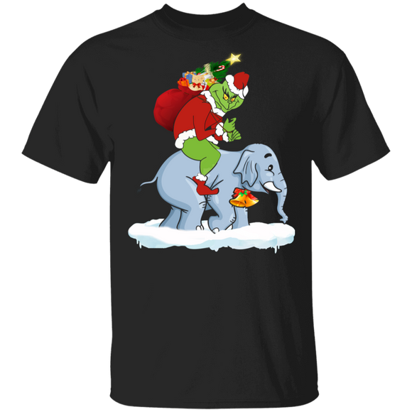 Christmas Movie Lover Shirt Santa Grinches Riding Elephant Funny Christmas Elephant Movie Lover Gifts T-Shirt - Macnystore
