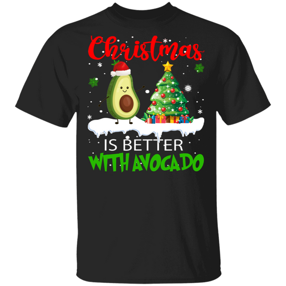 Christmas Avocado Vegan Shirt Christmas Is Better With Avocado Funny Vegan Green Avocado Lover Gifts Christmas T-Shirt - Macnystore
