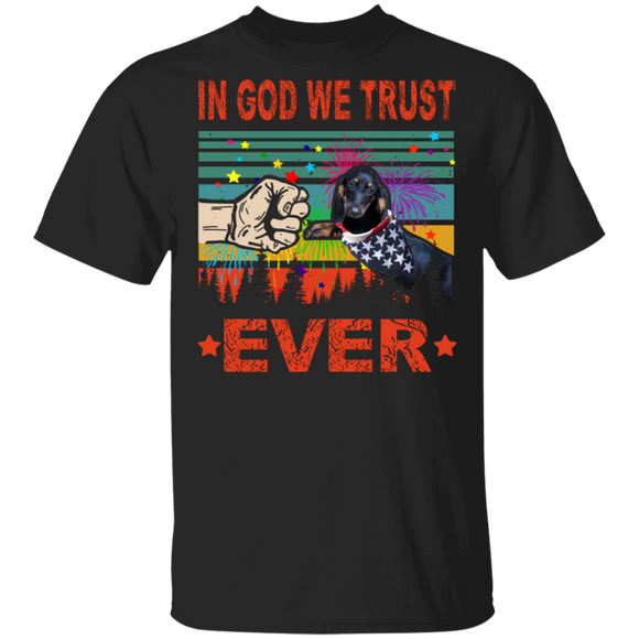 In God We Trust Ever Cute Dachshund Wearing American Flag 4th Of July Gifts T-Shirt - Macnystore